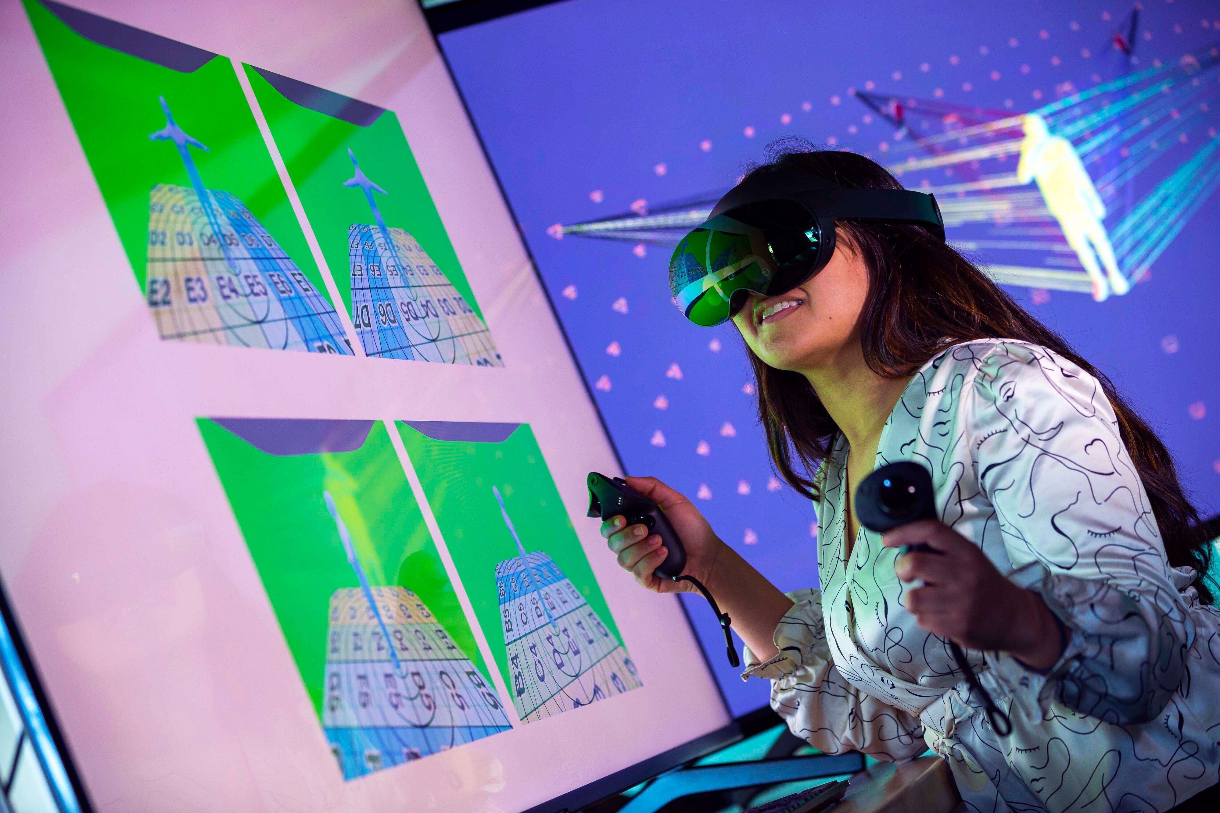 student testing VR device