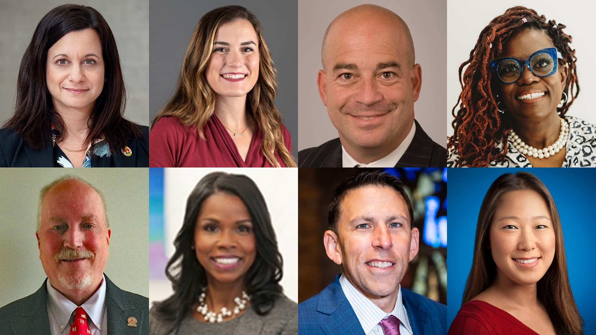 Headshots of the new members of the Alumni Association Board of Governors. From L-R starting in top-left corner: Laurie De Armond ’94, Maria Louzon Ball ’12, Phil Bass ’82, Laura Crandon ’91, Rocky Lopes ’80, Alethia Nancoo ’90, M.Ed. ’92, Peter Polow ’95, Amy Yip ’04.