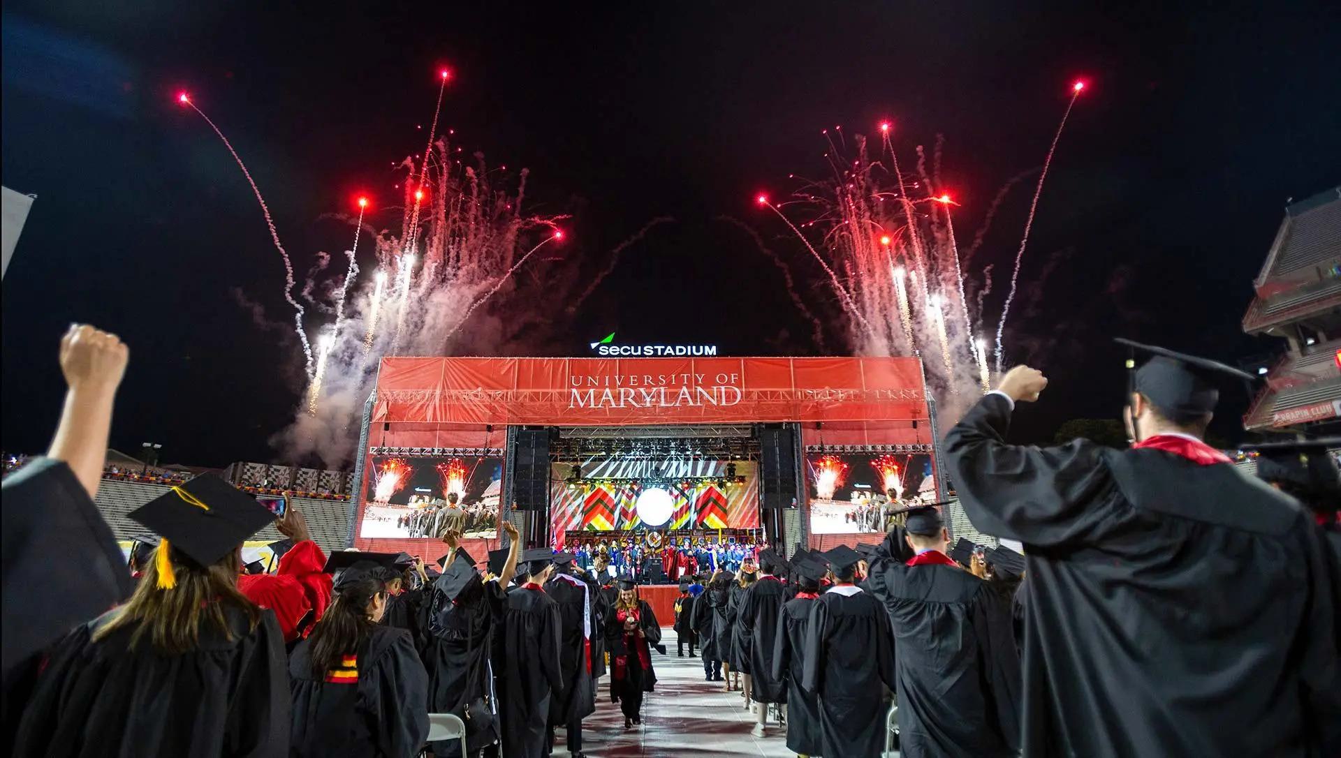 Fireworks at the 2023 University of Maryland Commencement Ceremony