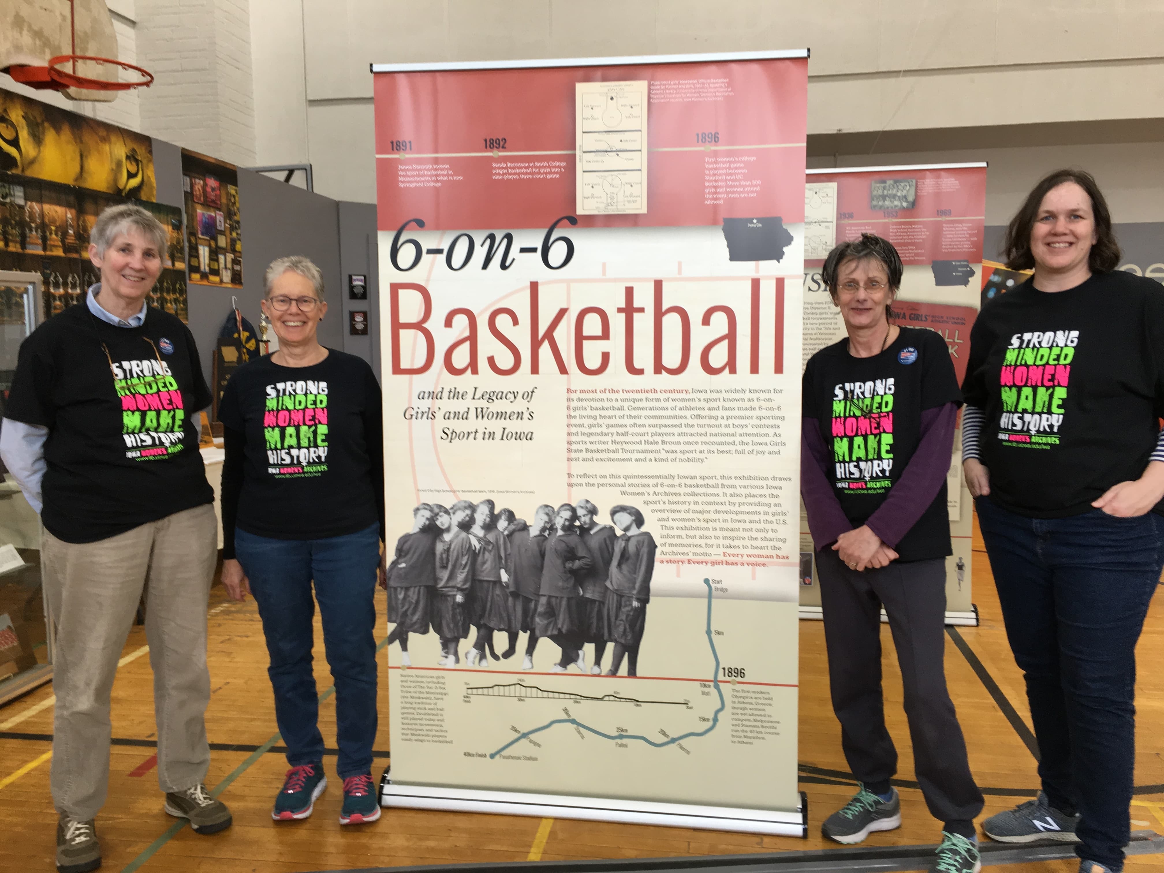 Jennifer Sterling and others presenting on the history of 6 on 6 basketball in Iowa