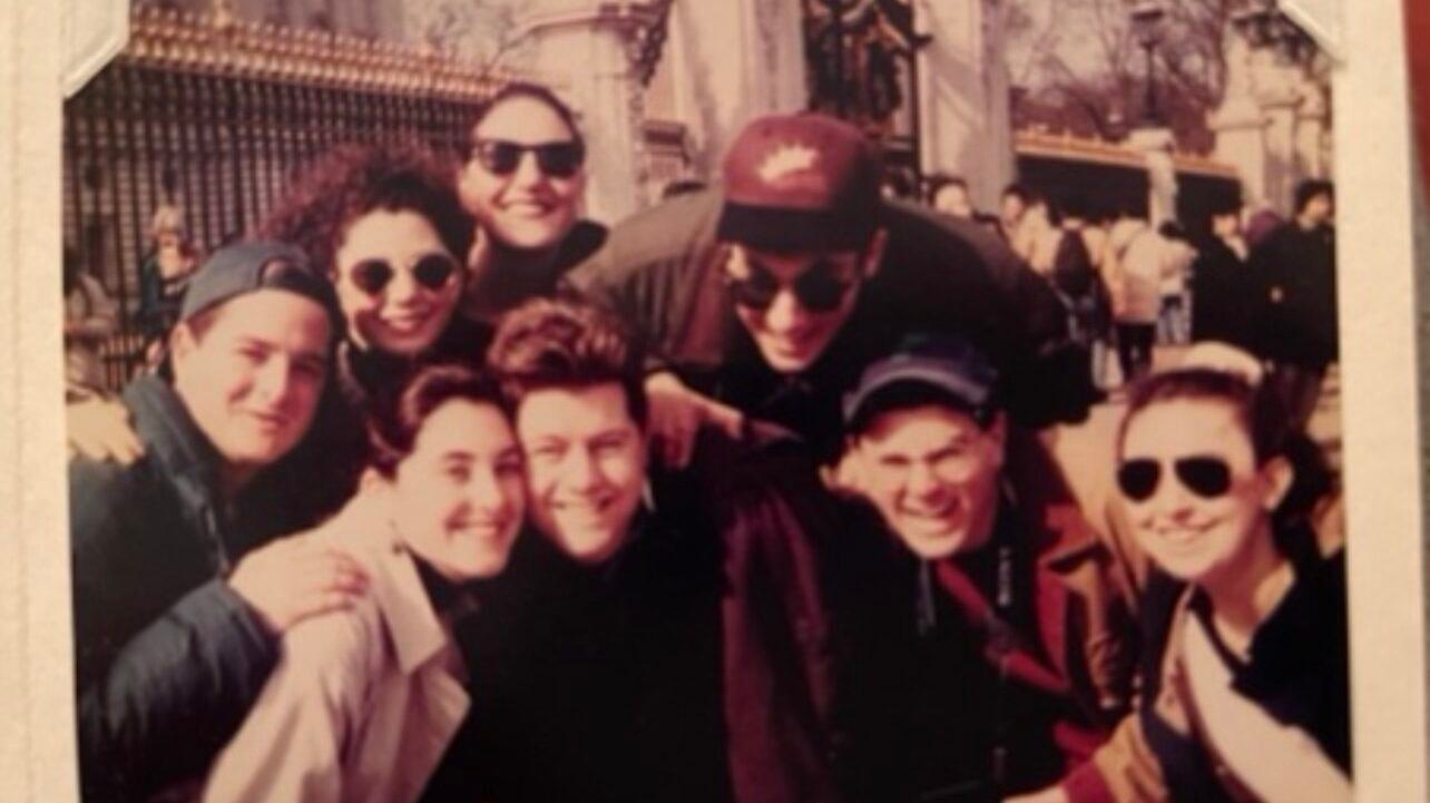 Eric and Nancy posing with friends during their time studying at UMD