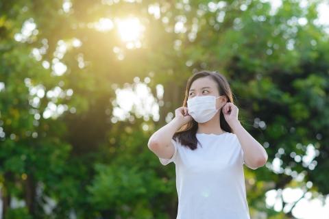 Woman with face mask