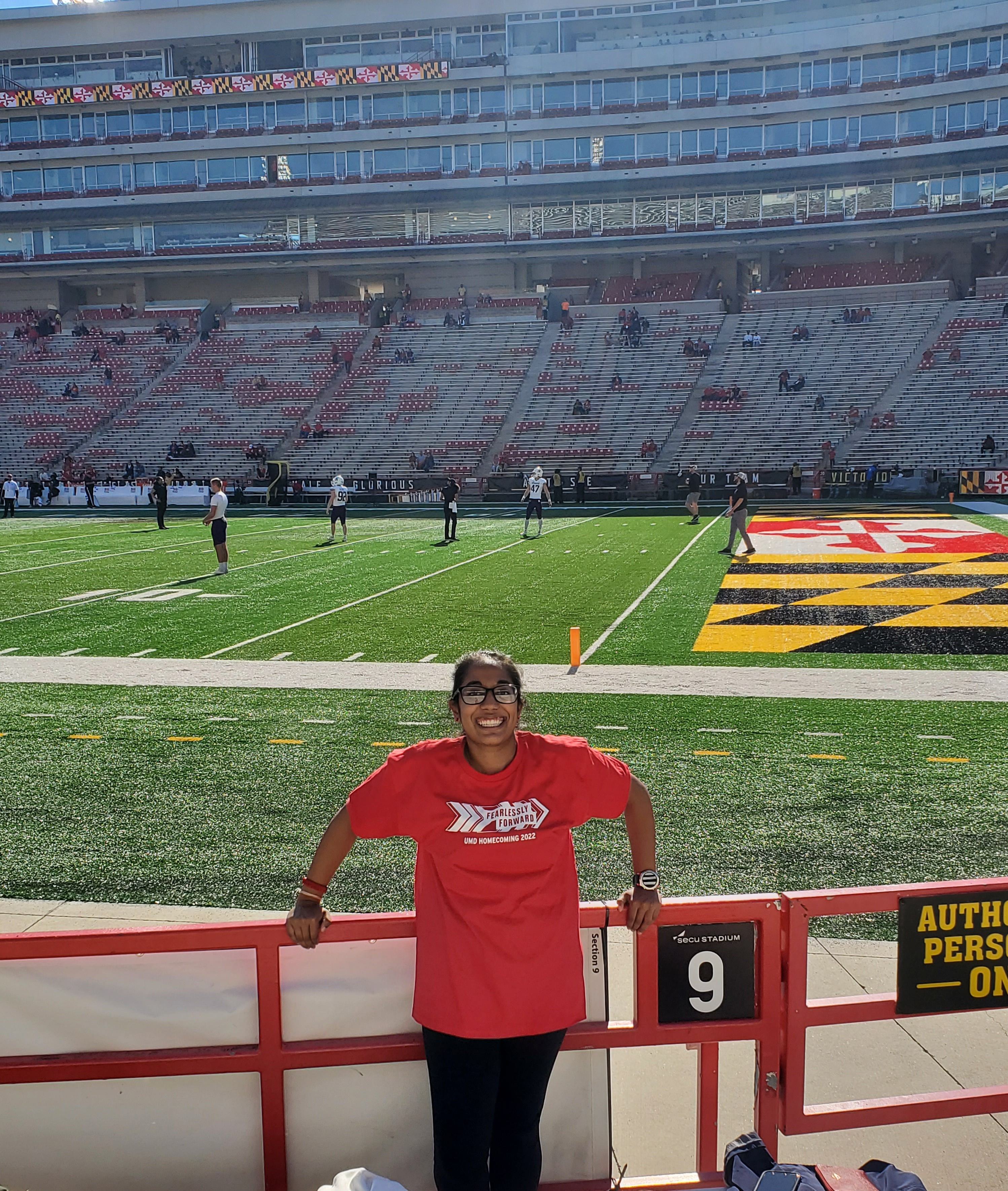 Melisa Bhavini Jangbahadur at a UMD Football Game