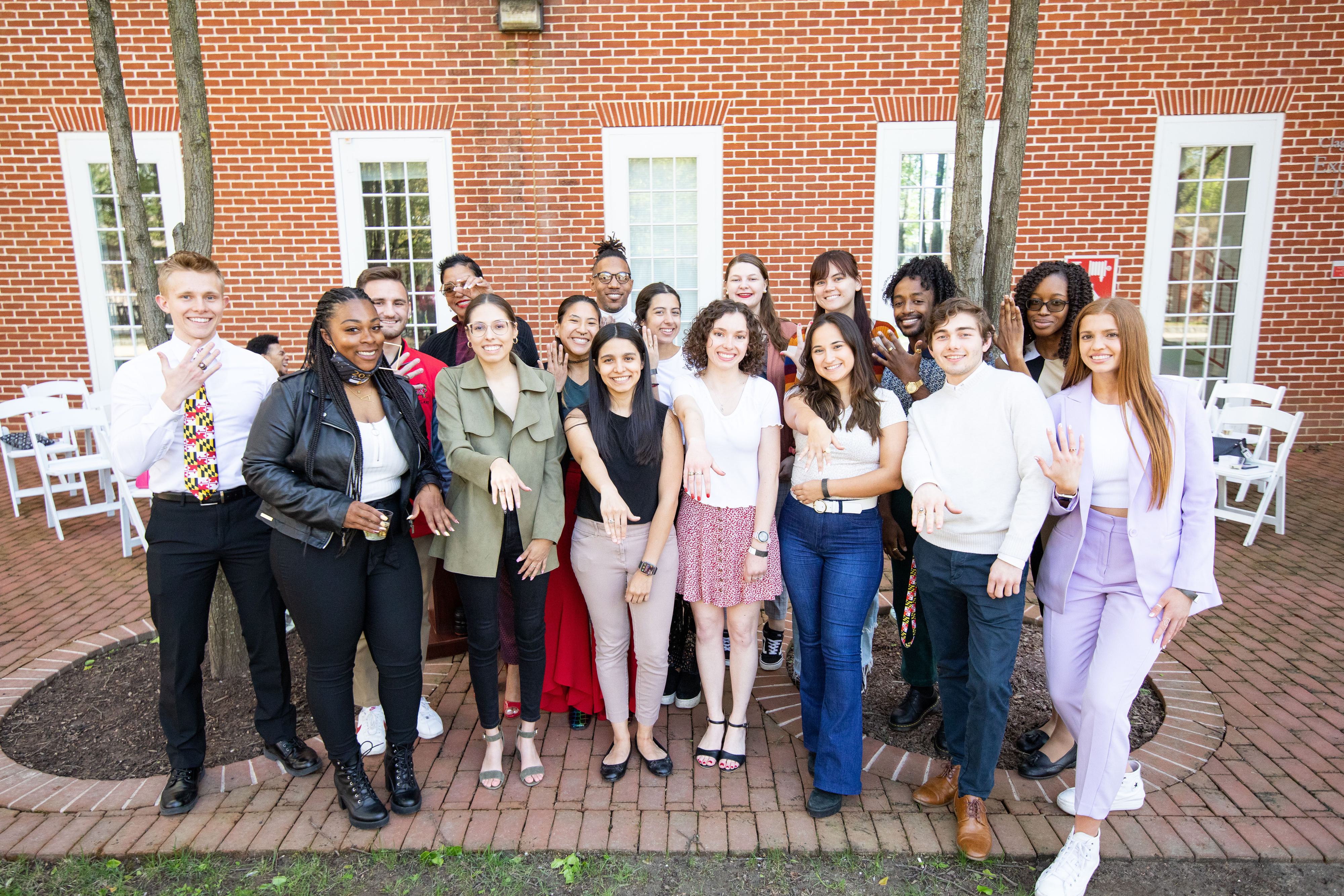 Graduates with their class rings.