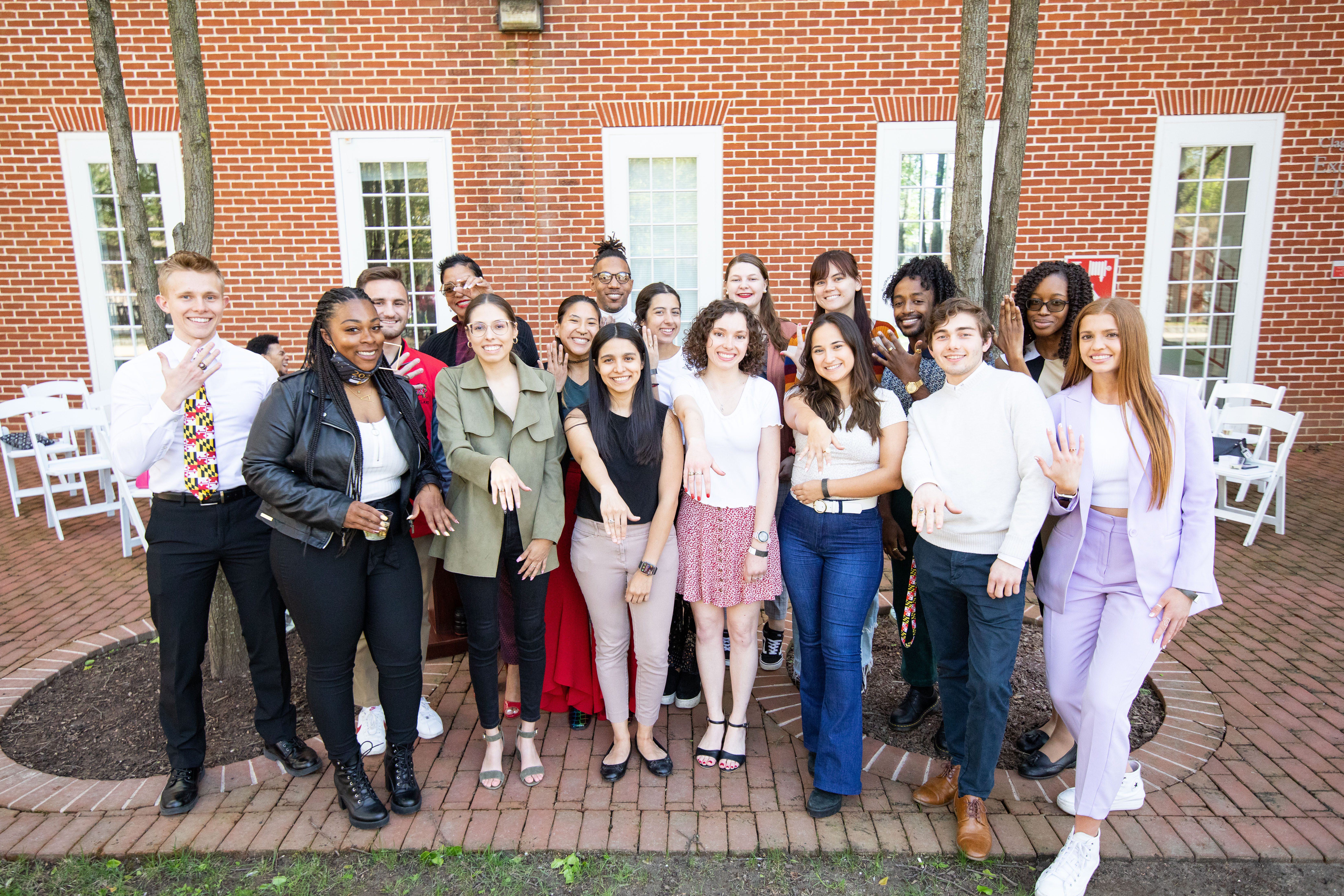 Graduates with their class rings.