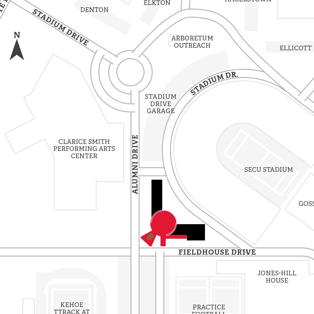 Graphic of University of Maryland north campus landmark map.