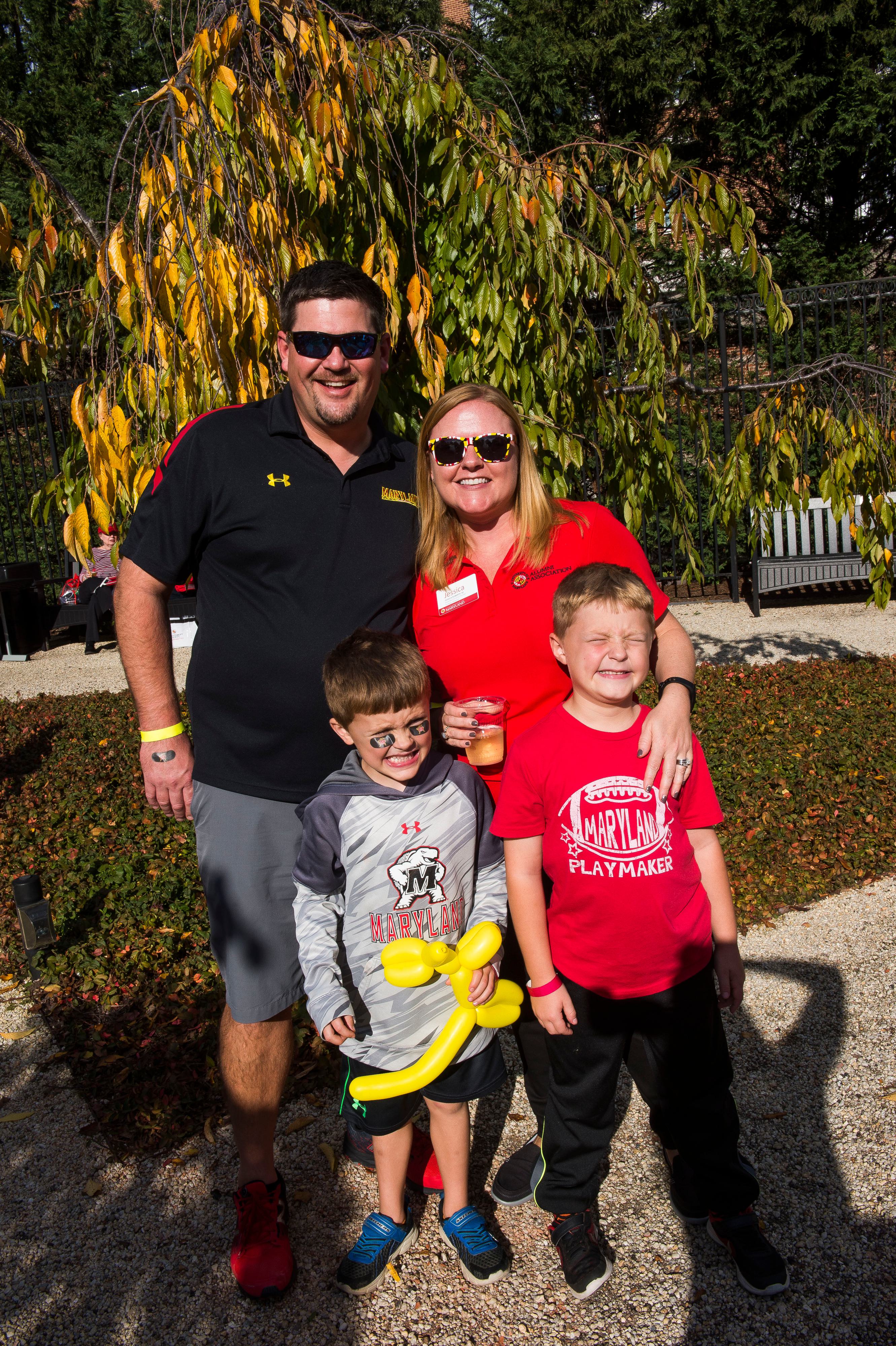 Jessica Roberts and her family at homecoming in the Moxley Gardens