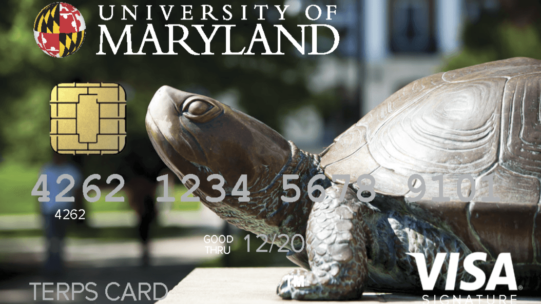 Terps Card with bronze Testudo