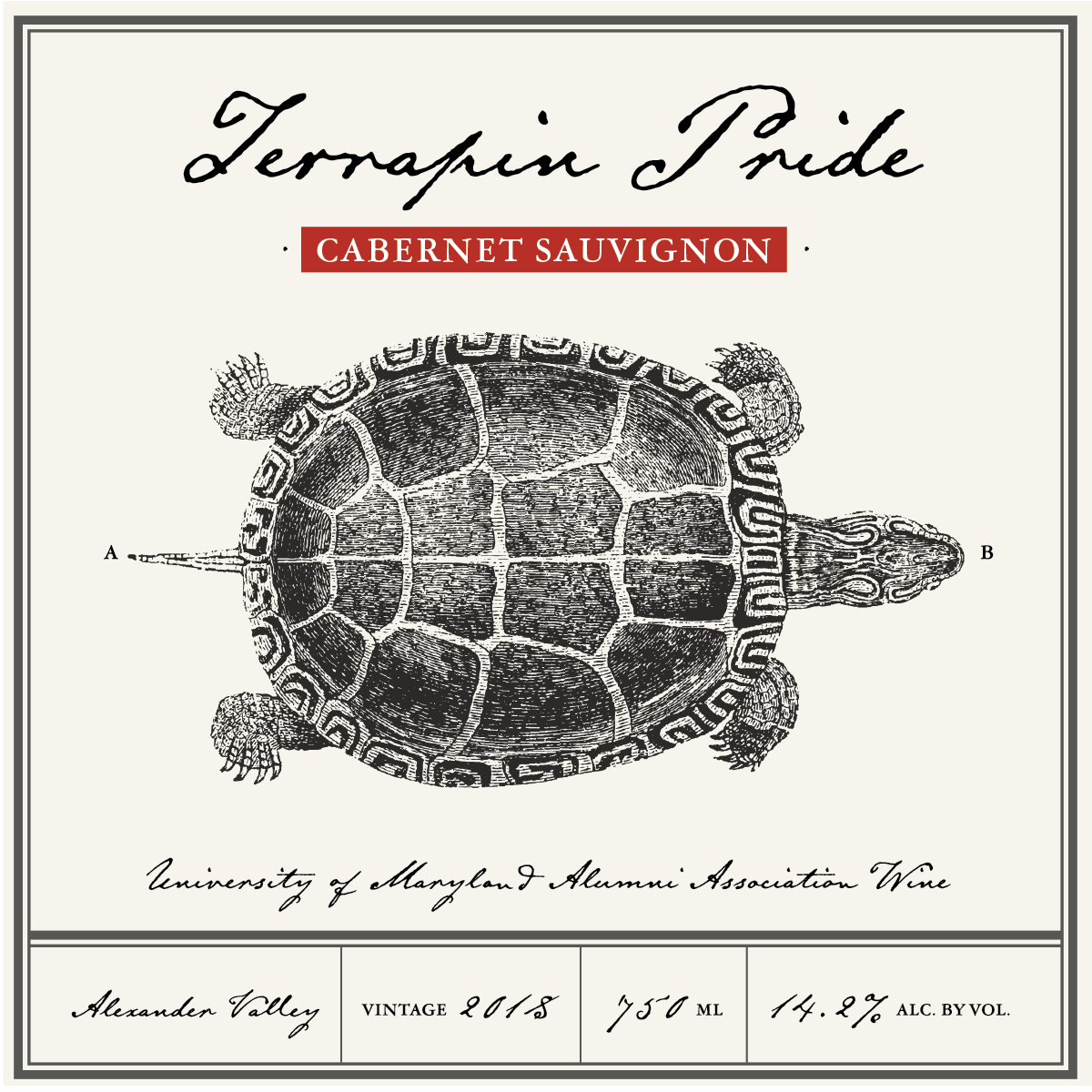 Terrapin Pride Cabernet Sauvignon University of Maryland Alumni Association Wine Label