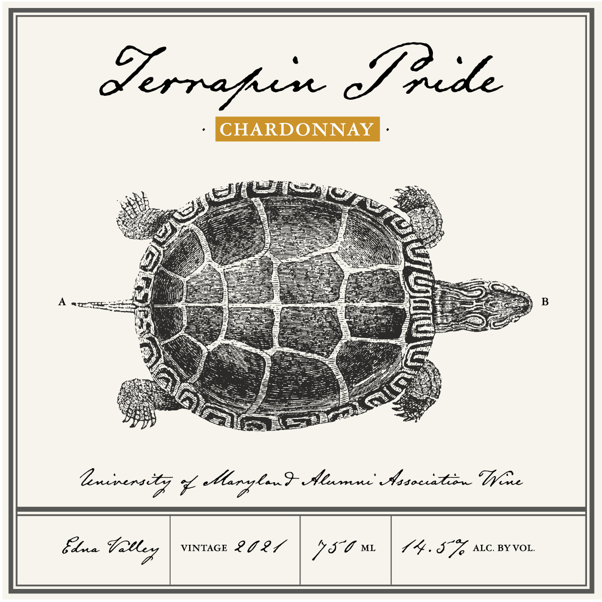 Terrapin Pride Chardonnay University of Maryland Alumni Association Wine Label