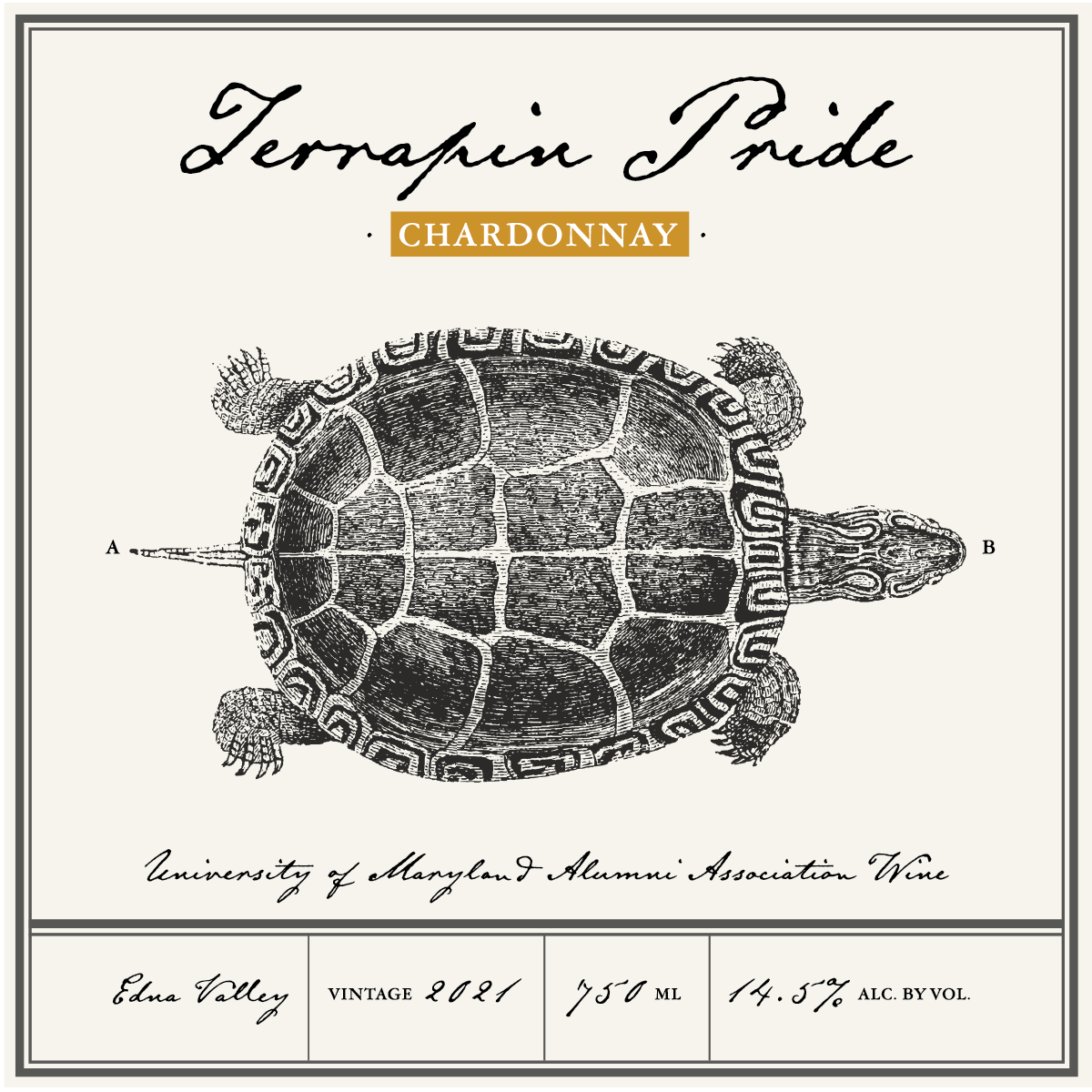 Terrapin Pride Chardonnay University of Maryland Alumni Association Wine Label