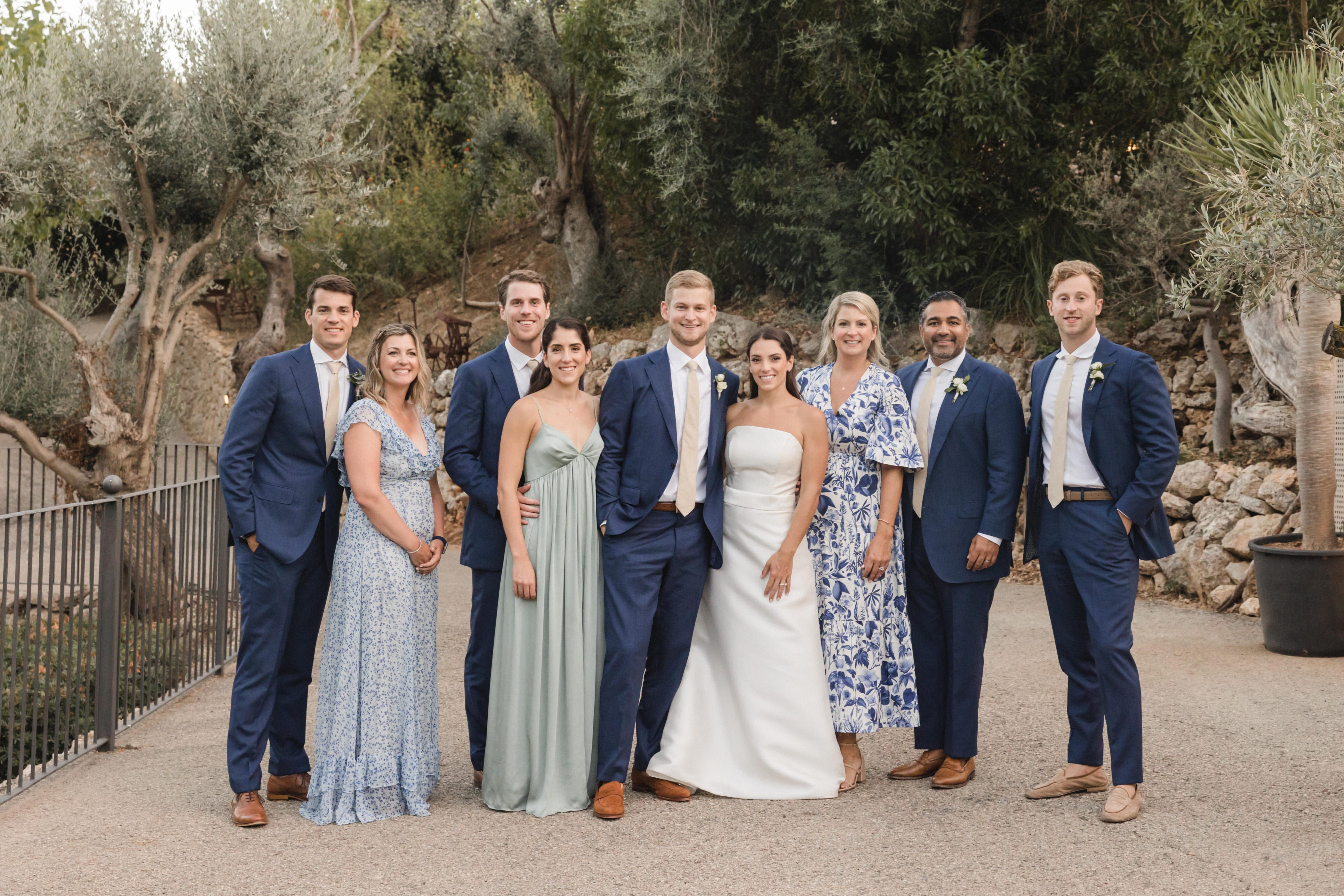 Cristina Meneses '15 and Ryan Aceto '14 pose with family at their wedding